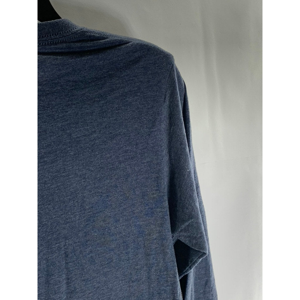 BELLA+CANVAS Unisex Blue Heather CVC Graphic Long Sleeve Crewneck T-Shirt SZ S