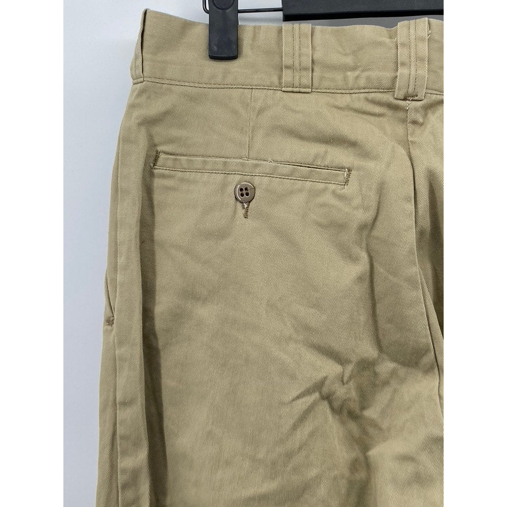 FINESILVER Men's Vintage Tan Straight-Leg Cotton Chino Pants SZ 30x30