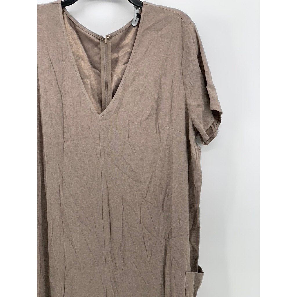 UNIVERSAL STANDARD Women's Beige V-Neck Casual Short Sleeve Jumpsuit SZ M