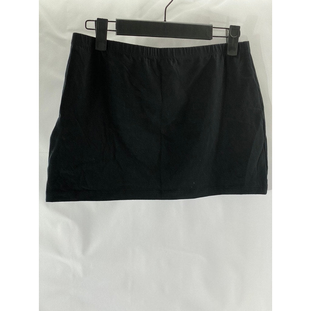 MOTEL Women's Black Solid Nidya Jersey Knit Mini A-line Pull-On Skirt SZ M