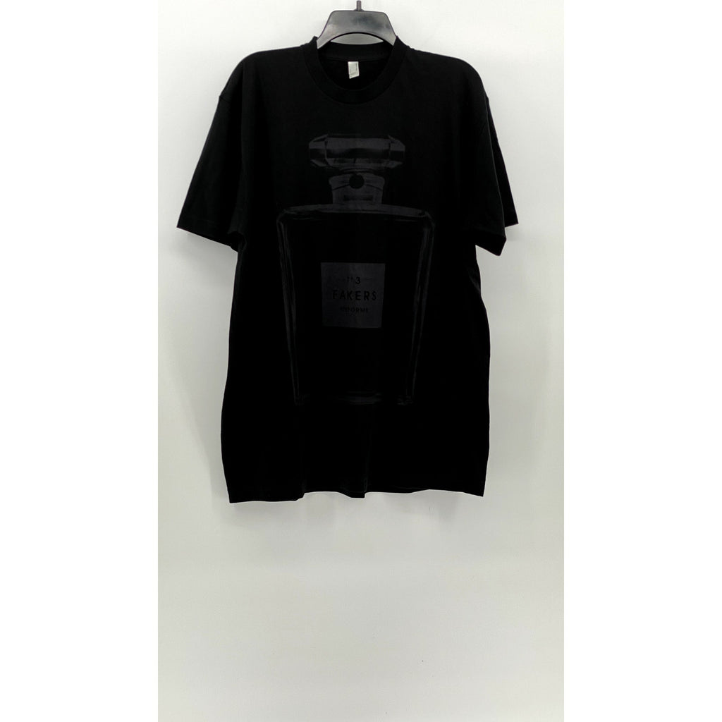 AMERICAN APPAREL Men's Black Crewneck The Fakers Perfume Bottle T-Shirt SZ XL