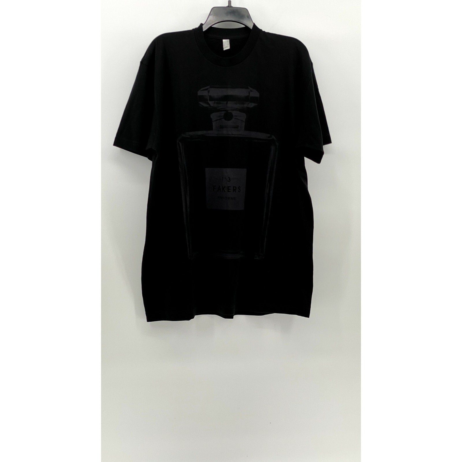 AMERICAN APPAREL Men's Black Crewneck The Fakers Perfume Bottle T-Shirt SZ XL