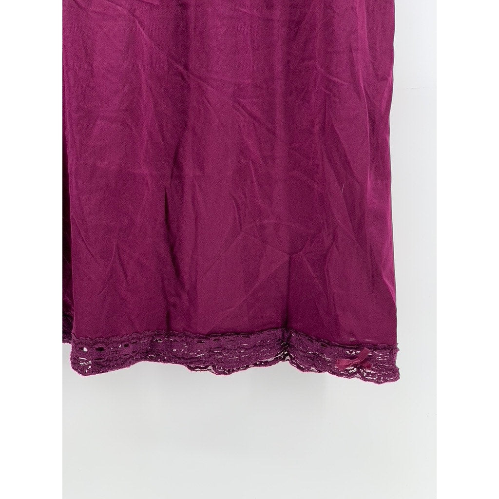 OLGA SECRET HUG Women's Vintage Plum Lace-Trim Half Slip Skirt SZ XL