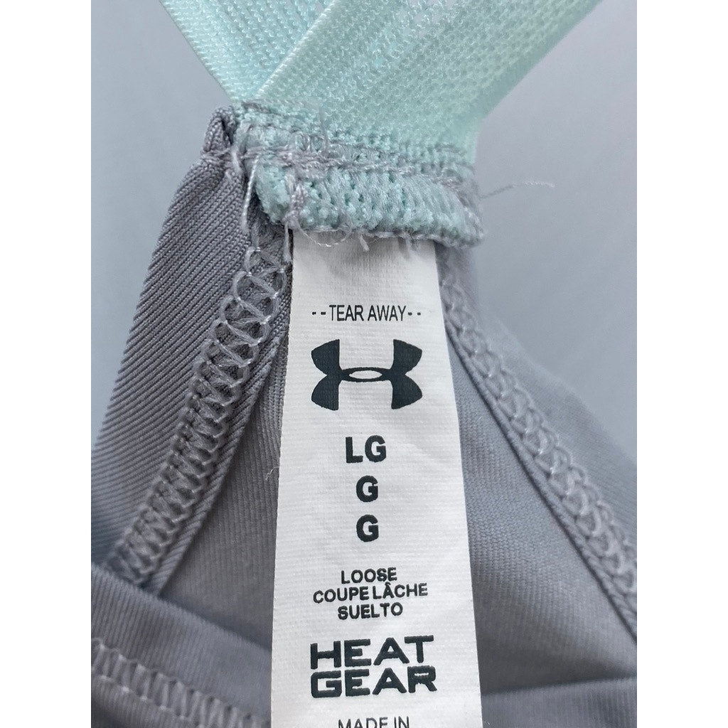 UNDER ARMOUR Women's Gray-Blue Mesh Cross-Strap Loose-Fit Tank Top SZ L