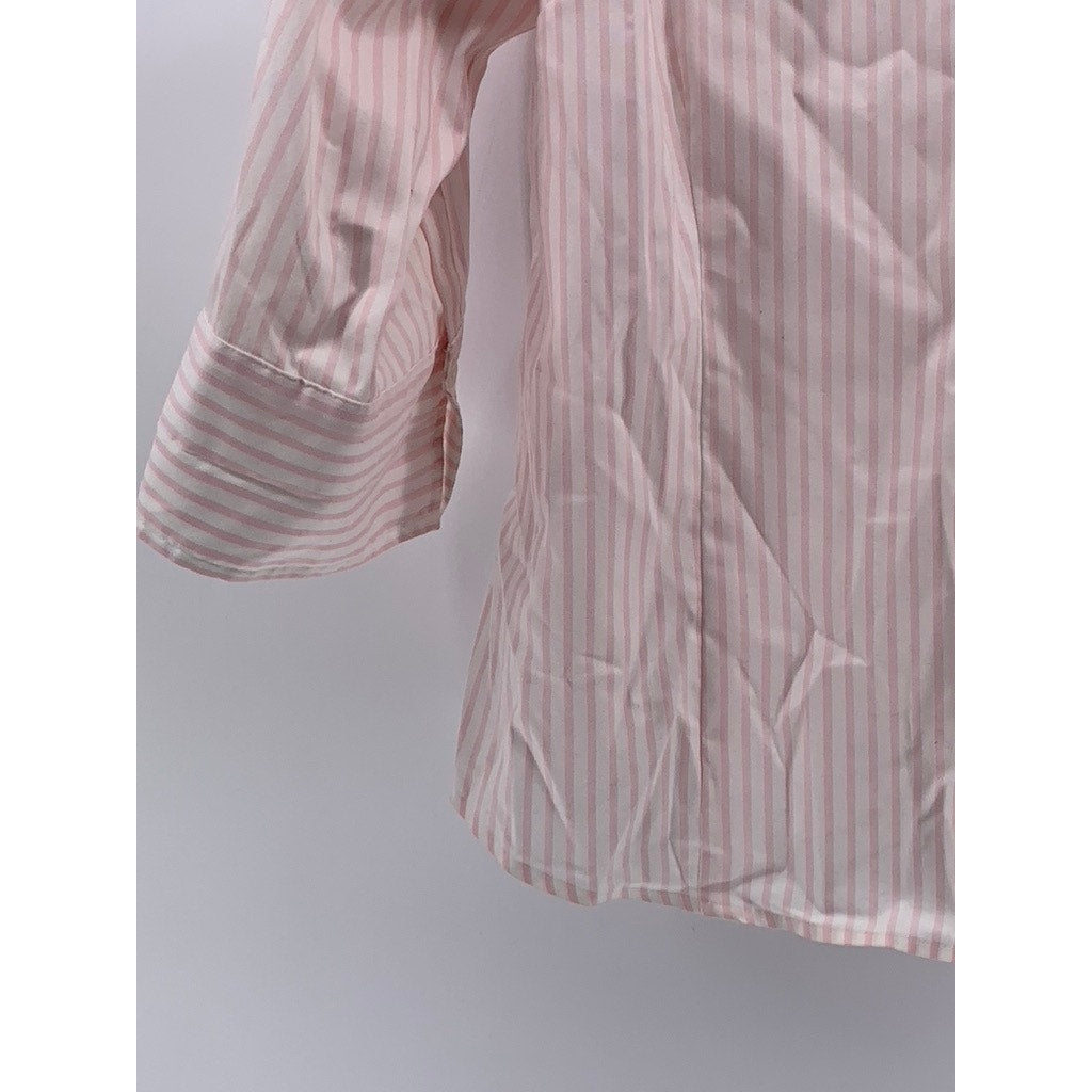 JONES NEW YORK Women's Plus Pink Striped Button-Up Long Sleeve Top SZ 2X