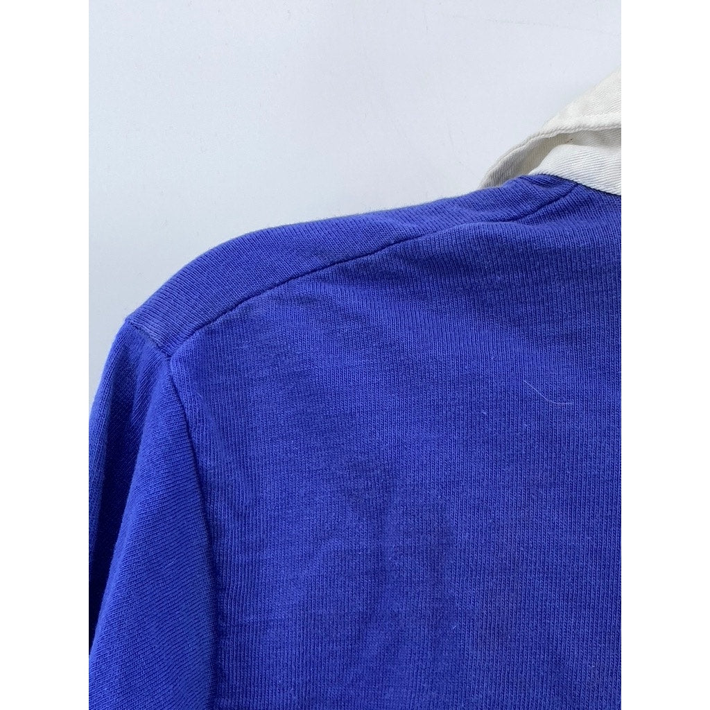 RED BAY RUGGERS BY BERKLEY Men's Vintage Royal Blue-Red Striped Polo Shirt SZ L