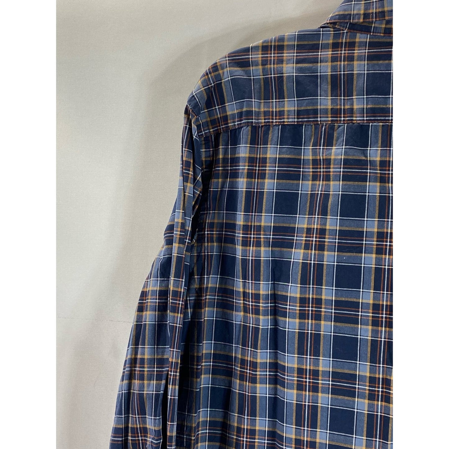 BANANA REPUBLIC Men's Blue/Yellow Plaid Slim-Fit Soft-Wash Stretch Shirt SZ M