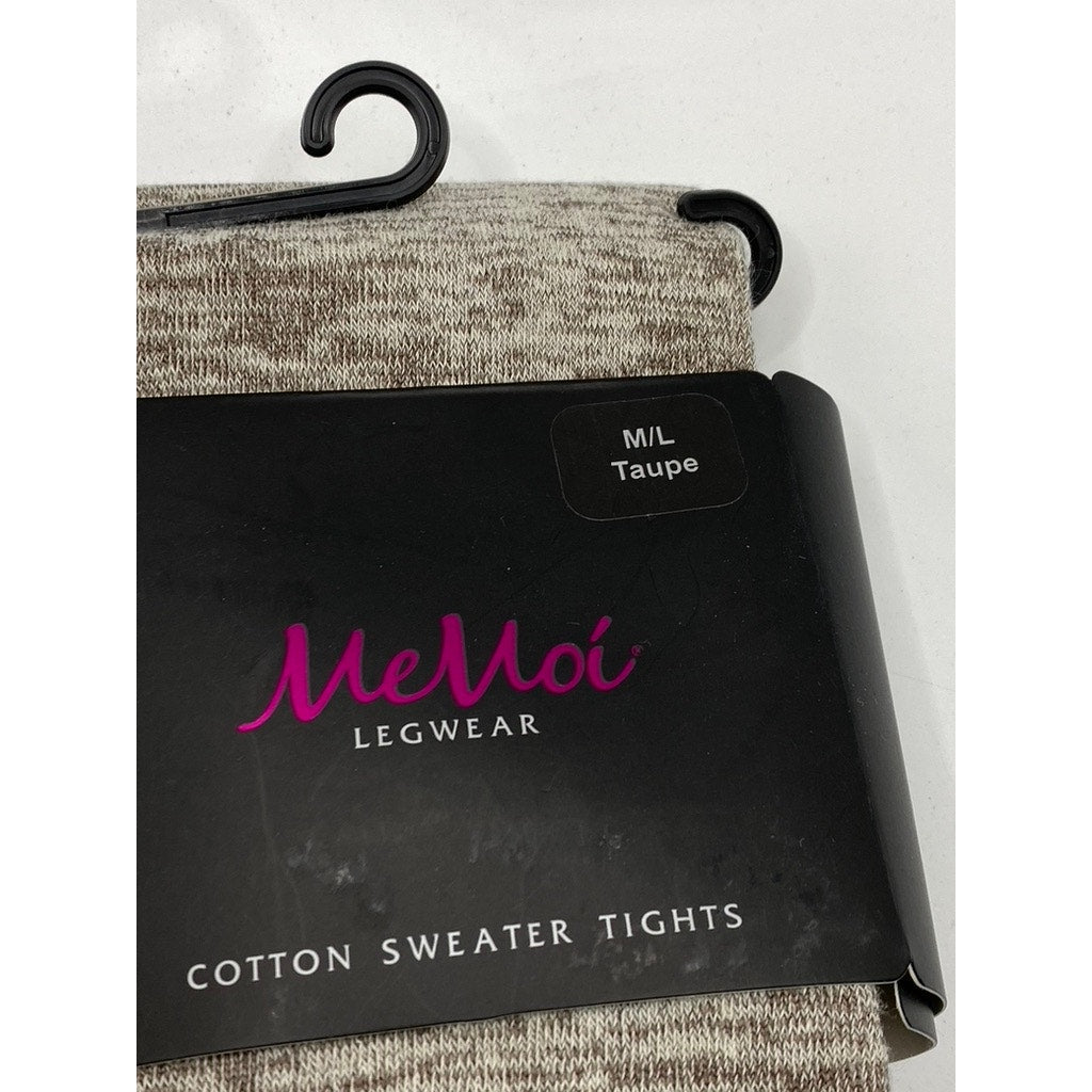 MEMOI Women's Heather Taupe Cotton-Blend Pull-On Sweater Tights SZ M/L