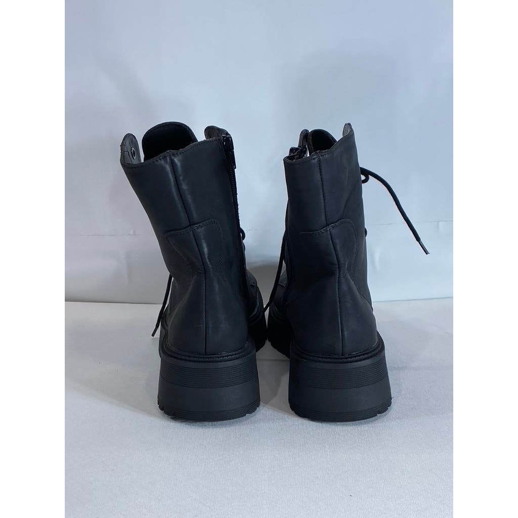 MIA Women's Black Faux-Leather Lilith LugSole Lace-Up Side-Zip Combat Boot SZ8.5