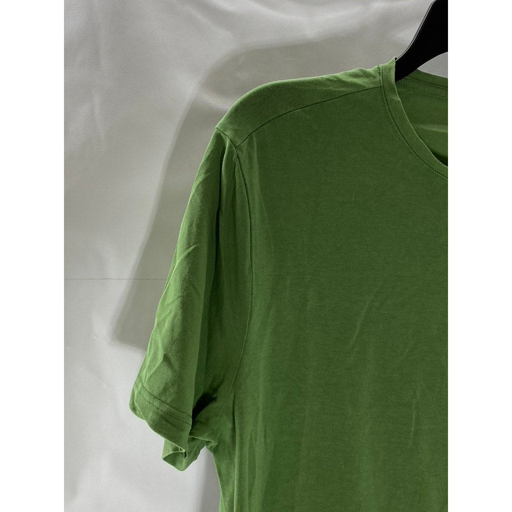 H&M Men's Dark Green Solid Slim-Fit Crewneck Short Sleeve T-Shirt SZ M