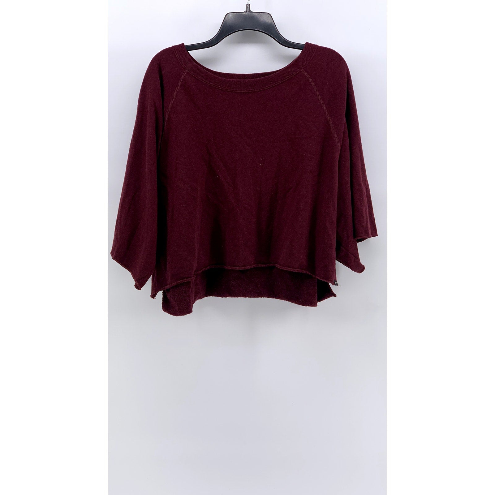 PINK Women's Burgundy Cropped Oversized Sweater SZ L