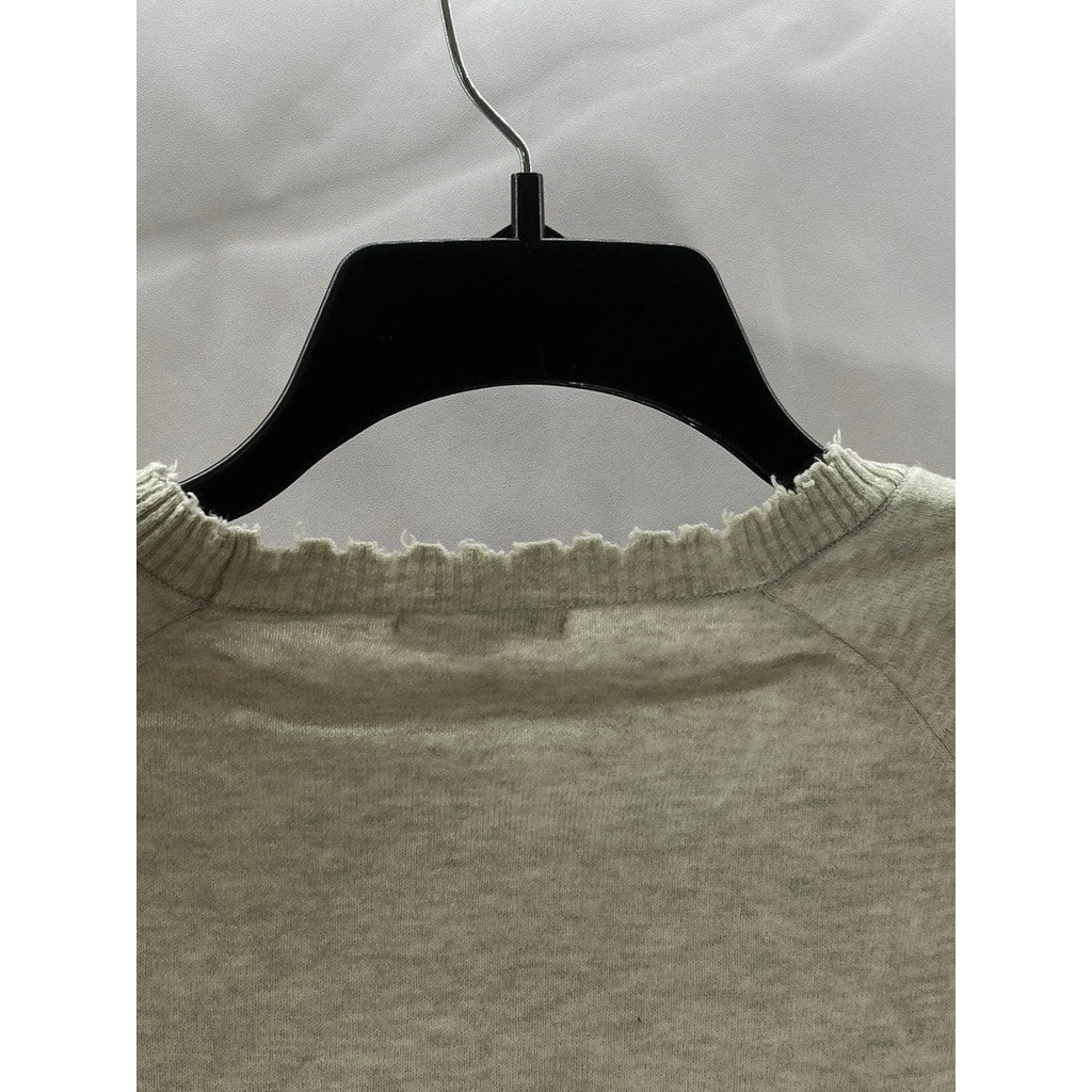 DIFFUSION By MINNIE ROSE Women's Gray Cotton/Cashmere Distressed Sweater SZ M