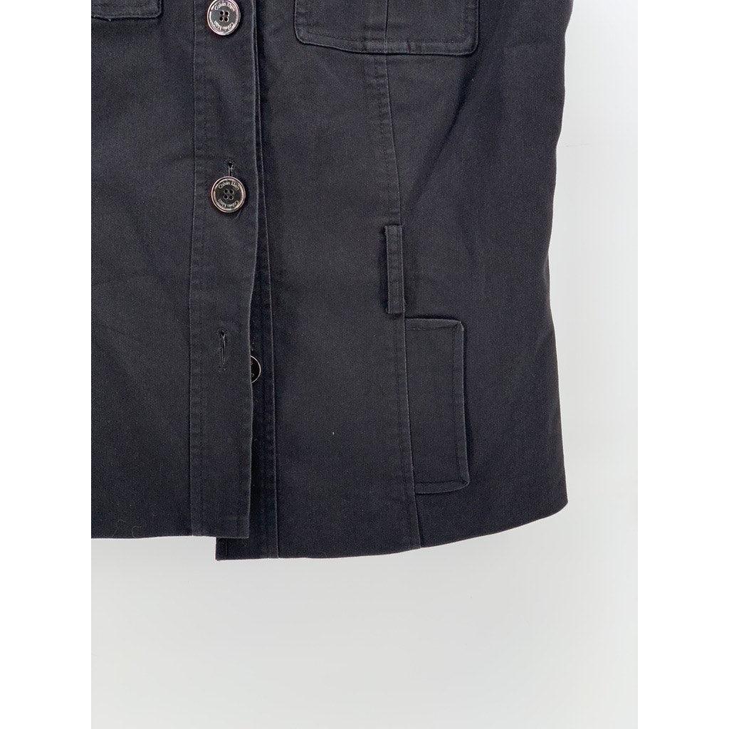 CALVIN KLEIN Women's Black Stretch Button-Up Sleeveless Top SZ 8
