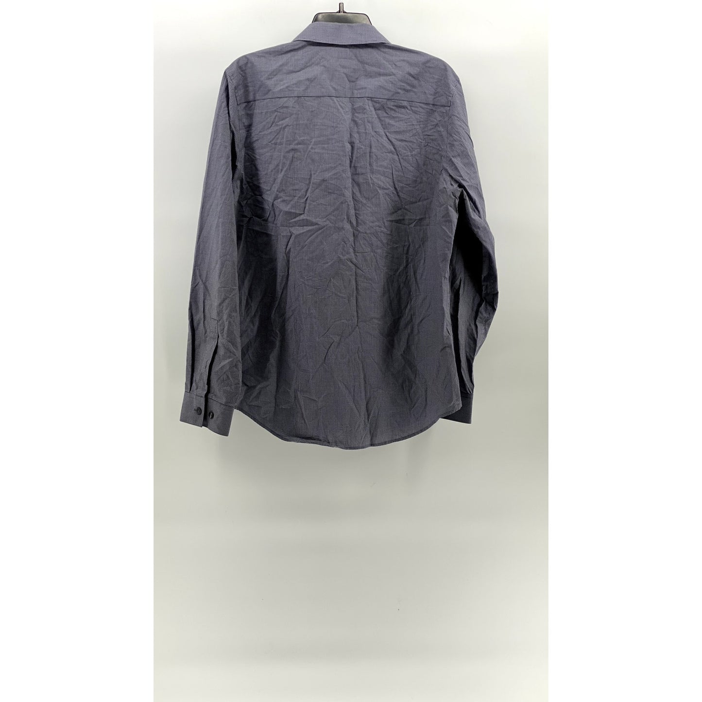CALVIN KLEIN Men's Blue Micro-Check Regular-Fit Button-Up Long Sleeve Shirt SZ M