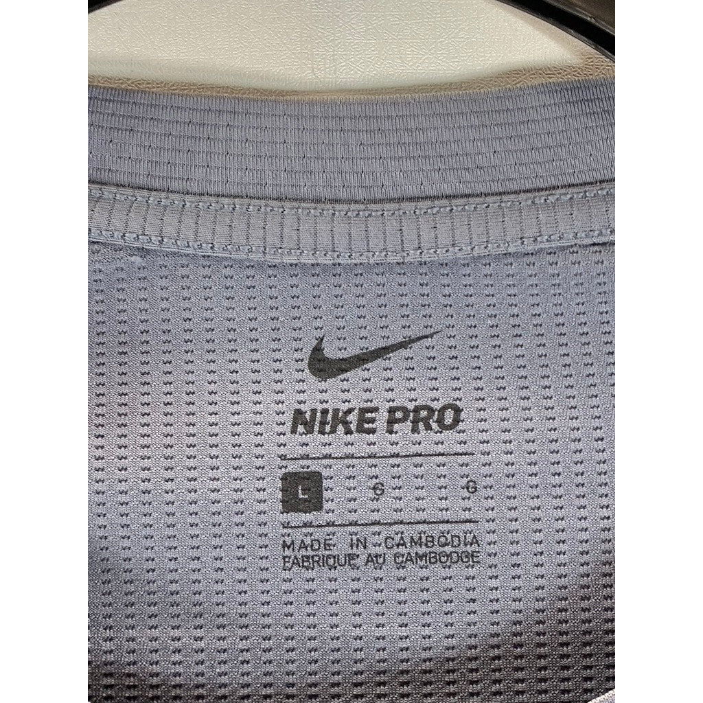 NIKE PRO Men’s Gray Hypercool Fitted Perforated Crewneck Active T-Shirt SZ L