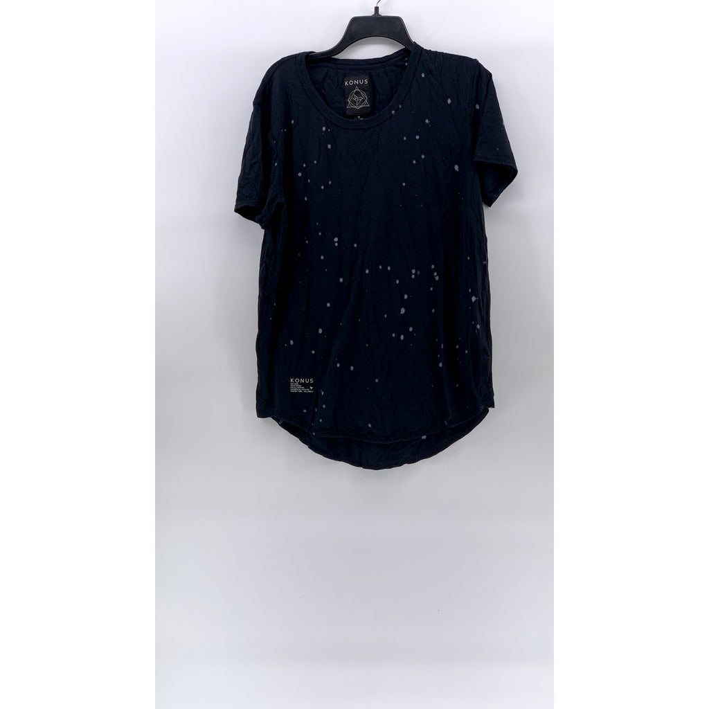 KONUS Men's Black Speckle Print Scoop-Neck Short Sleeve Casual T-Shirt SZ XL