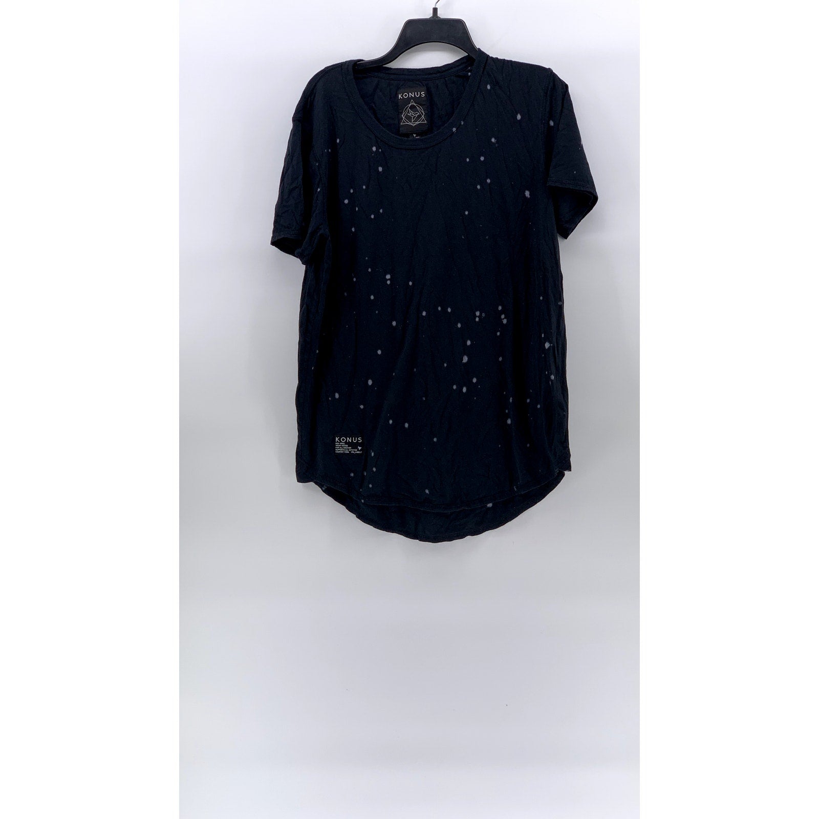 KONUS Men's Black Speckle Print Scoop-Neck Short Sleeve Casual T-Shirt SZ XL