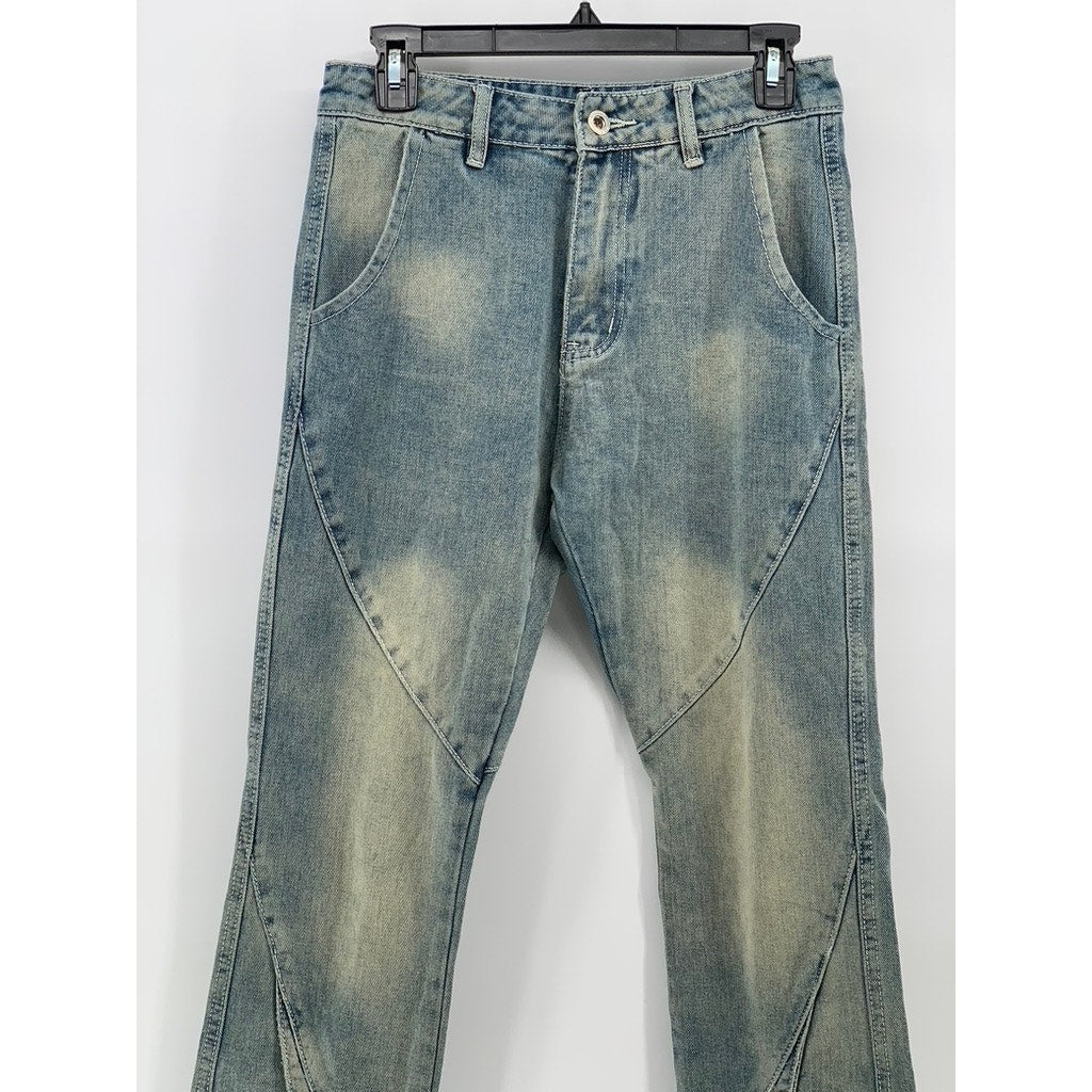 UNBRANDED Women's Light Blue Y2K Streetwear Straight Leg Regular Fit Jeans SZ S