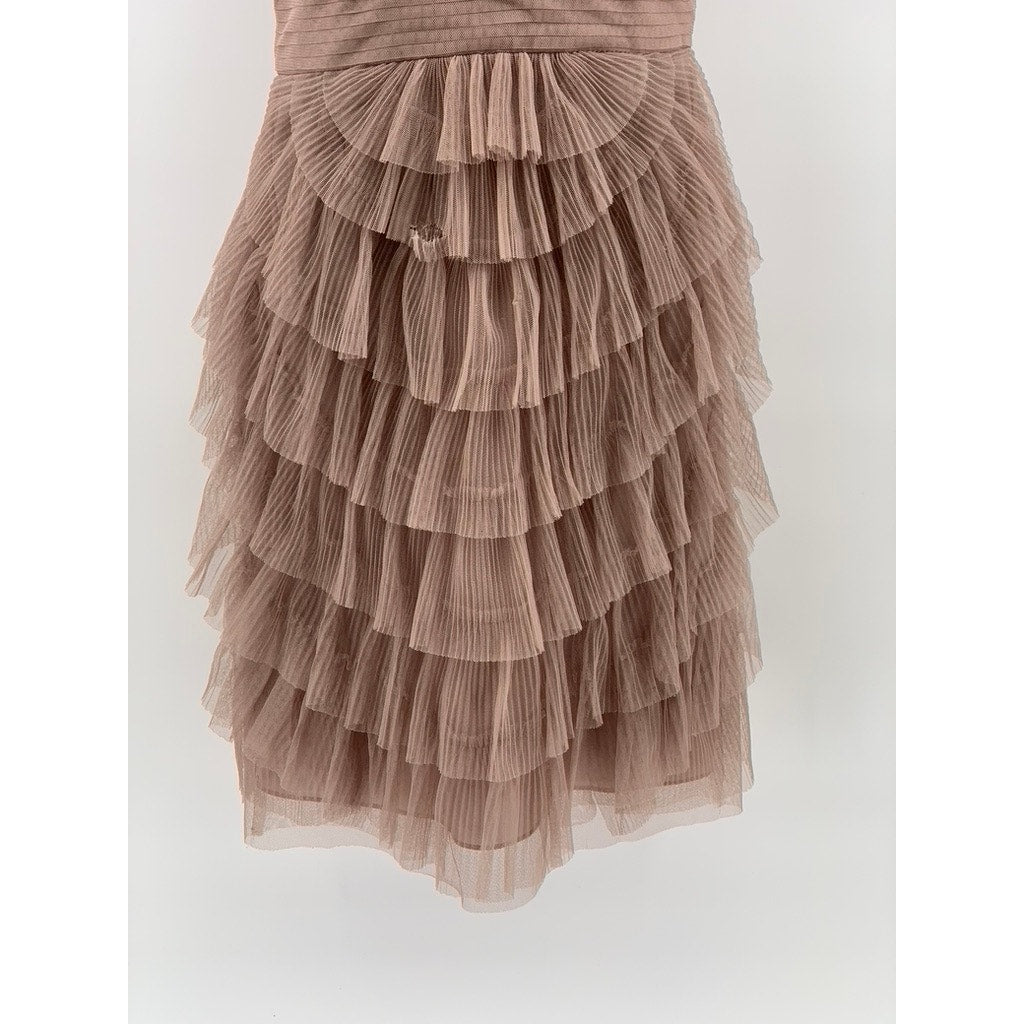 BCBGMAXAZARIA Women's Sepia Beige Azria Ella One-Shoulder Cocktail Dress SZ 6