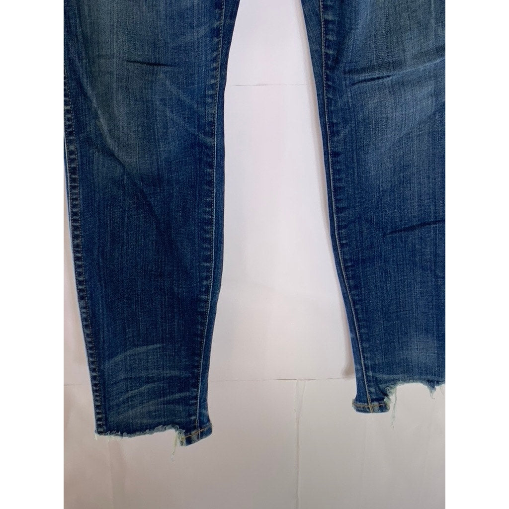 MADEWELL Women's Blue High Riser 10" Skinny Skinny Distressed Hem Jean SZ 28