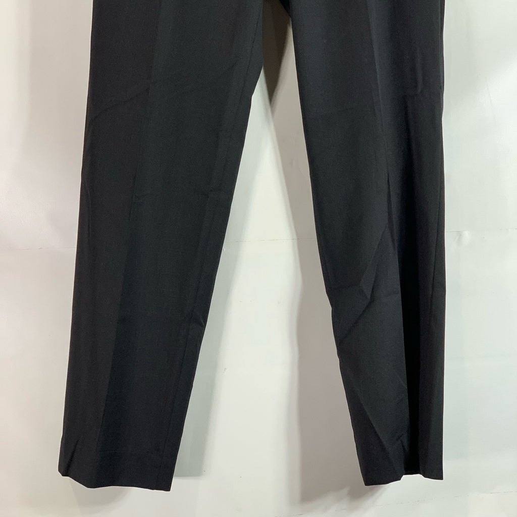 PRONTO UOMO PLATINUM Men's Solid Black Wool Flat-Front Dress Pants SZ 34