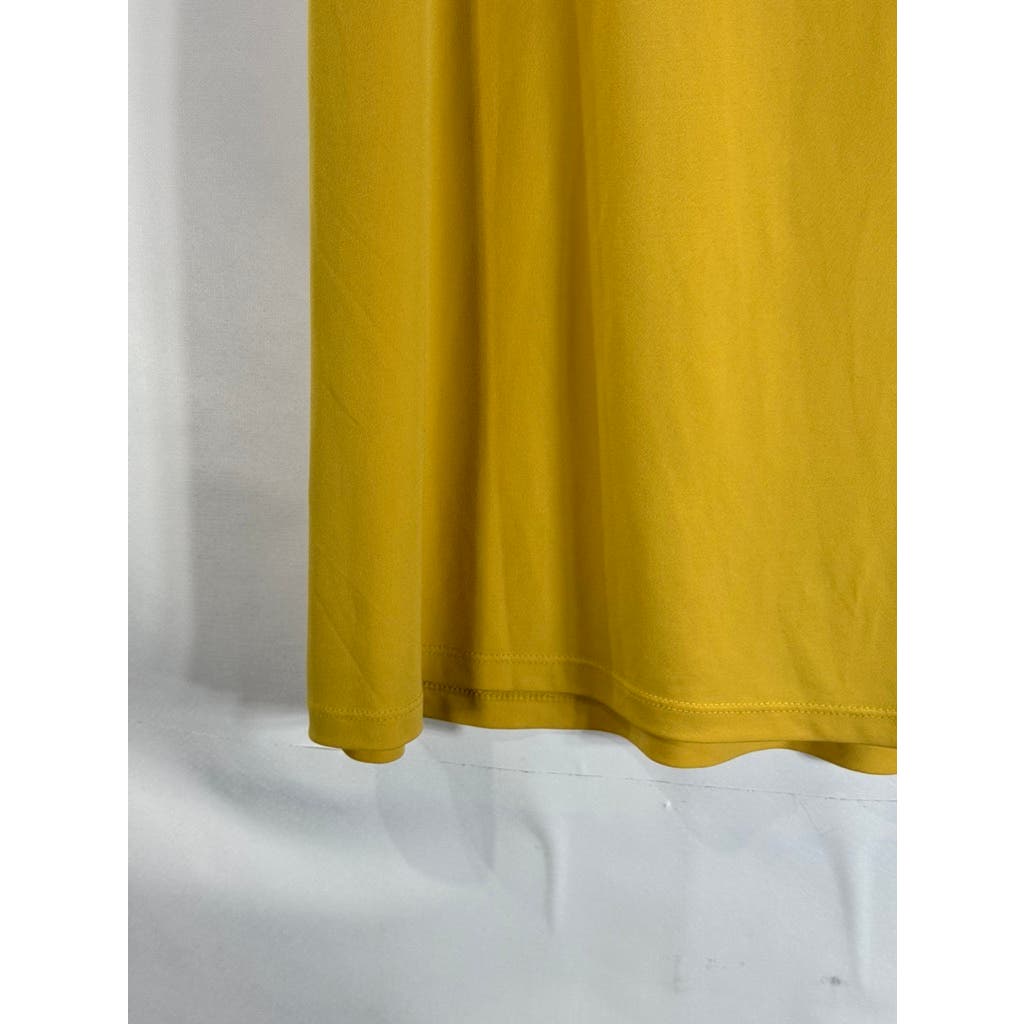 CARMEN CARMEN MARC VALVO Women's Plus Yellow Chain Detail Split-Neck Top SZ 2X