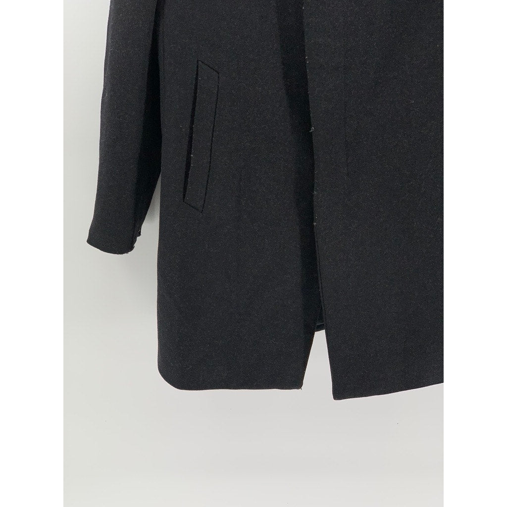 ALLSAINTS Men's Black Wool-Blend Shawl Collar Regular-Fit Pea Coat SZ 40