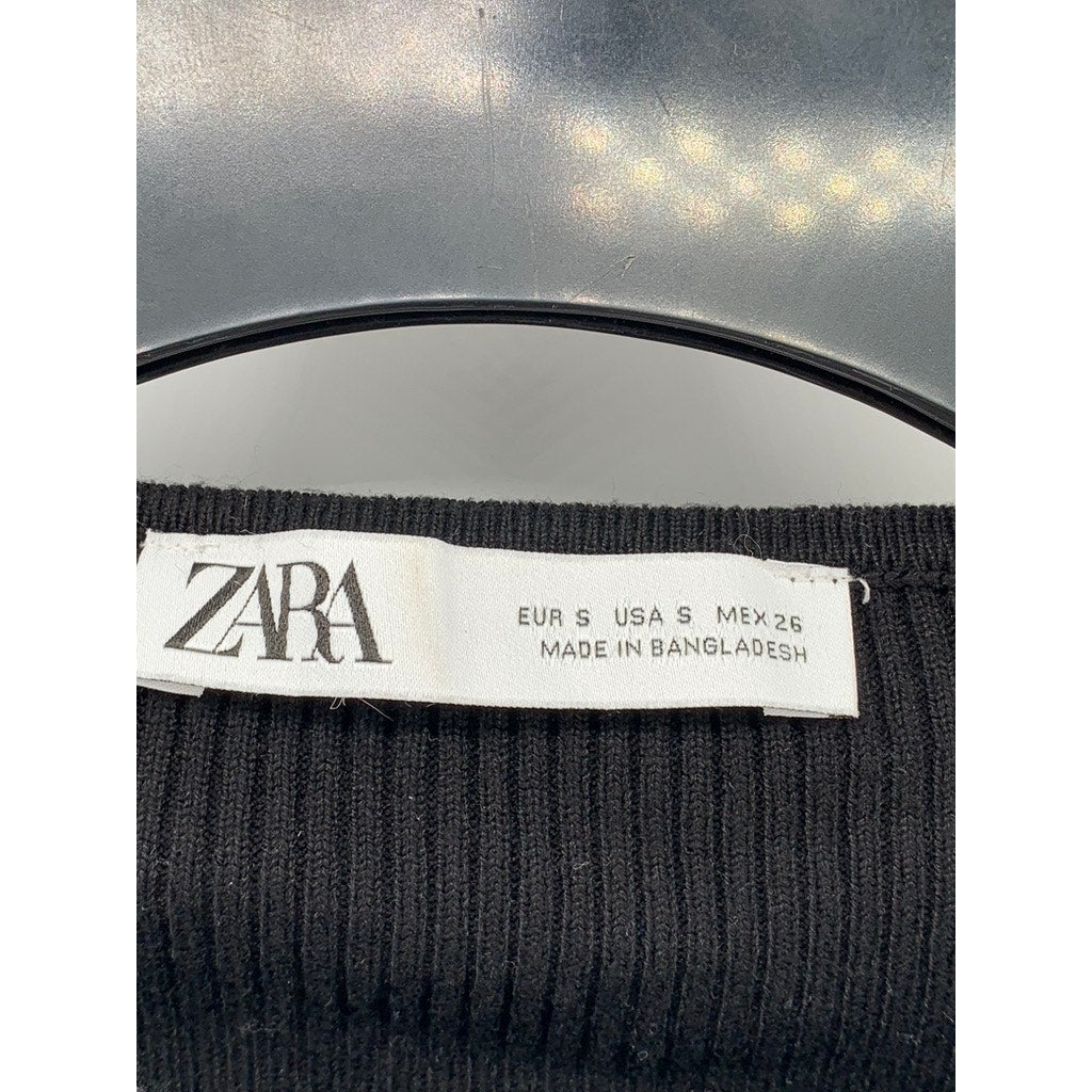 ZARA Women's Ribbed Button-Up Cutout Top SZ S
