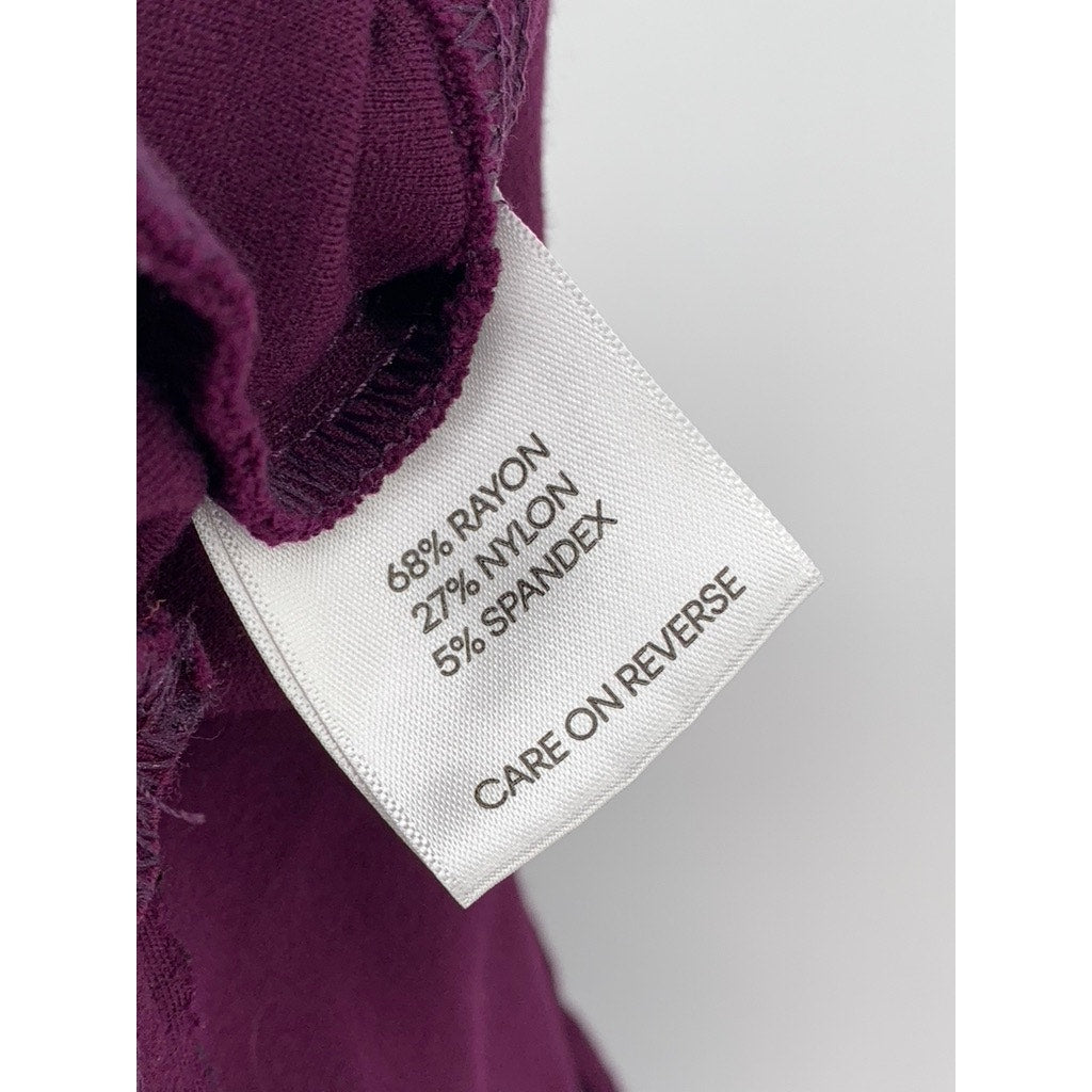 CALVIN KLEIN Women's Burgundy Solid Pull-On Ankle Pants SZ 10