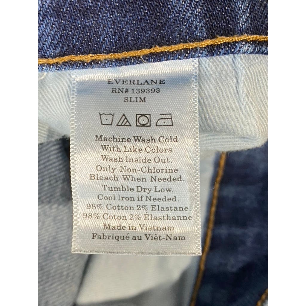 EVERLANE Men's Dark Blue Faded Denim Slim-Fit Five-Pocket Jeans SZ 33X30