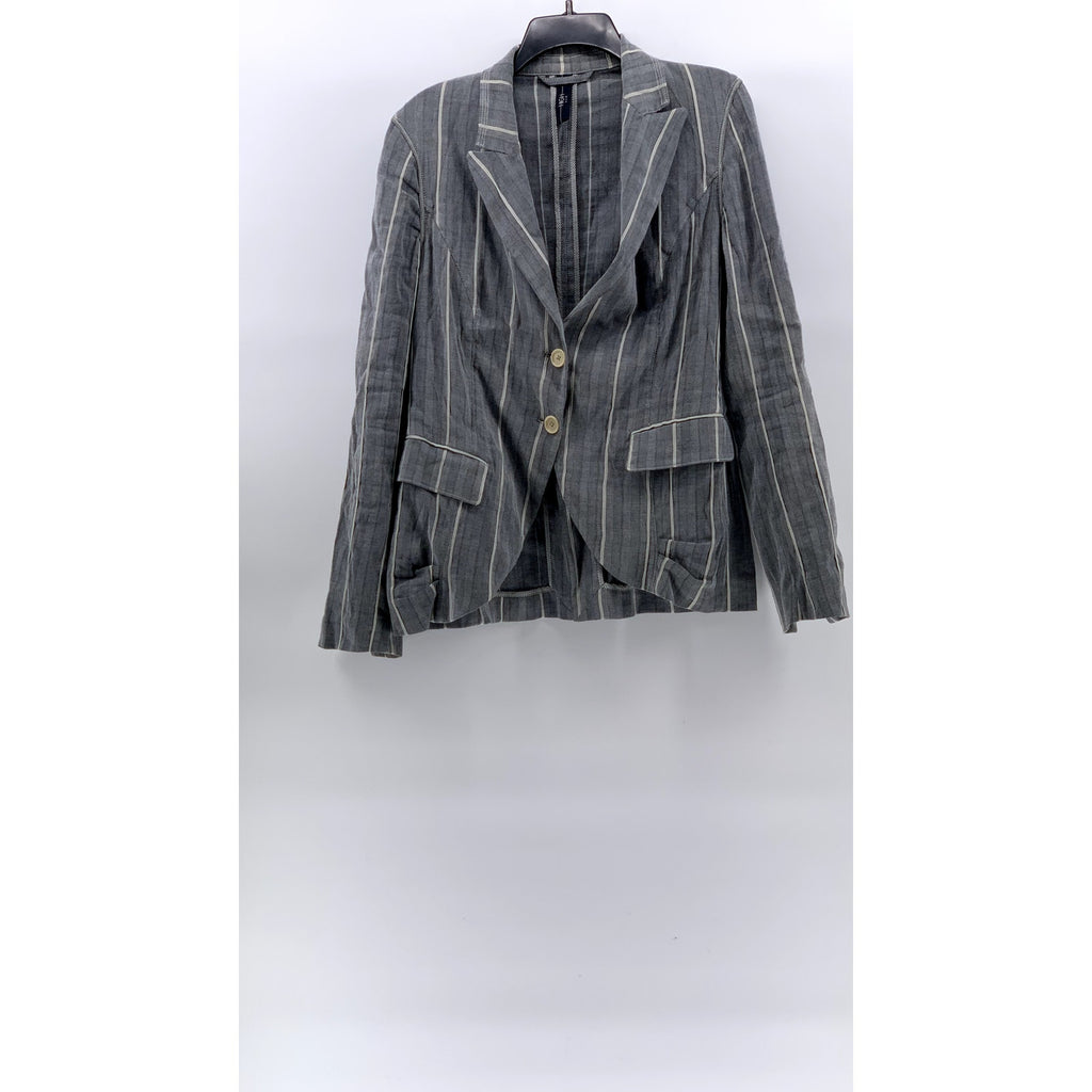 HIGH USE Women's Dark Gray Striped Two-Button Tie-Back Long Sleeve Blazer SZ 30