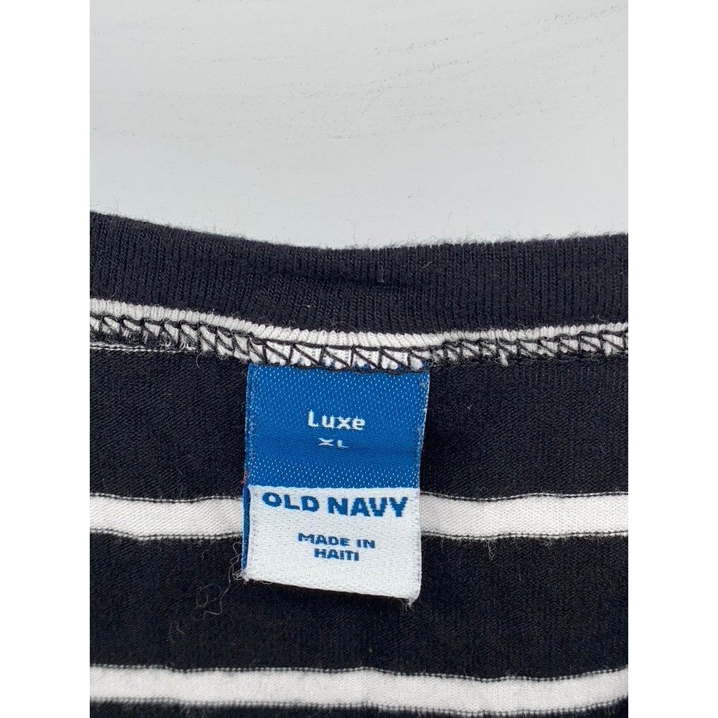 OLD NAVY Women's Black-White luxe Striped Relaxed-Fit Tank Top SZ XL