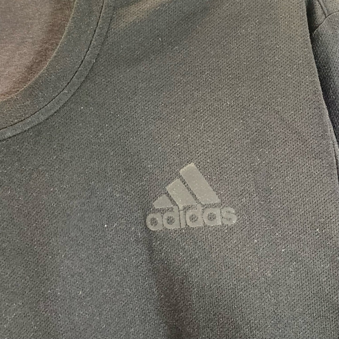 ADIDAS Men's Black/Teal Colorblock Athlete ID Crewneck Long Sleeve T-Shirt SZ L
