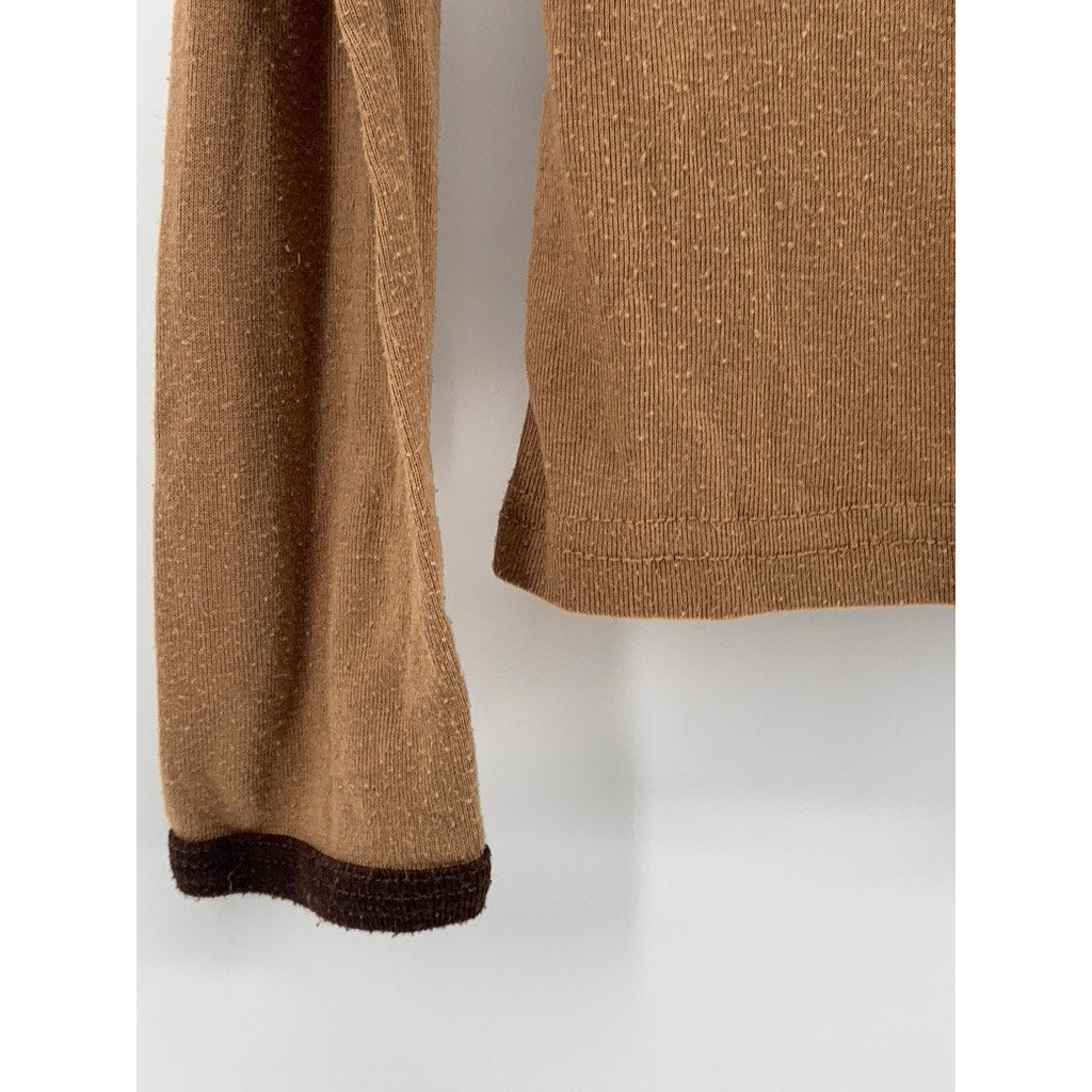 DAZY Women's Brown Crewneck Casual Long Sleeve Top SZ S