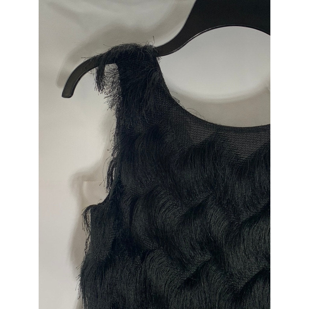 ZARA BASICS Women's Black Fringe Crewneck Pullover Tank Top SZ S