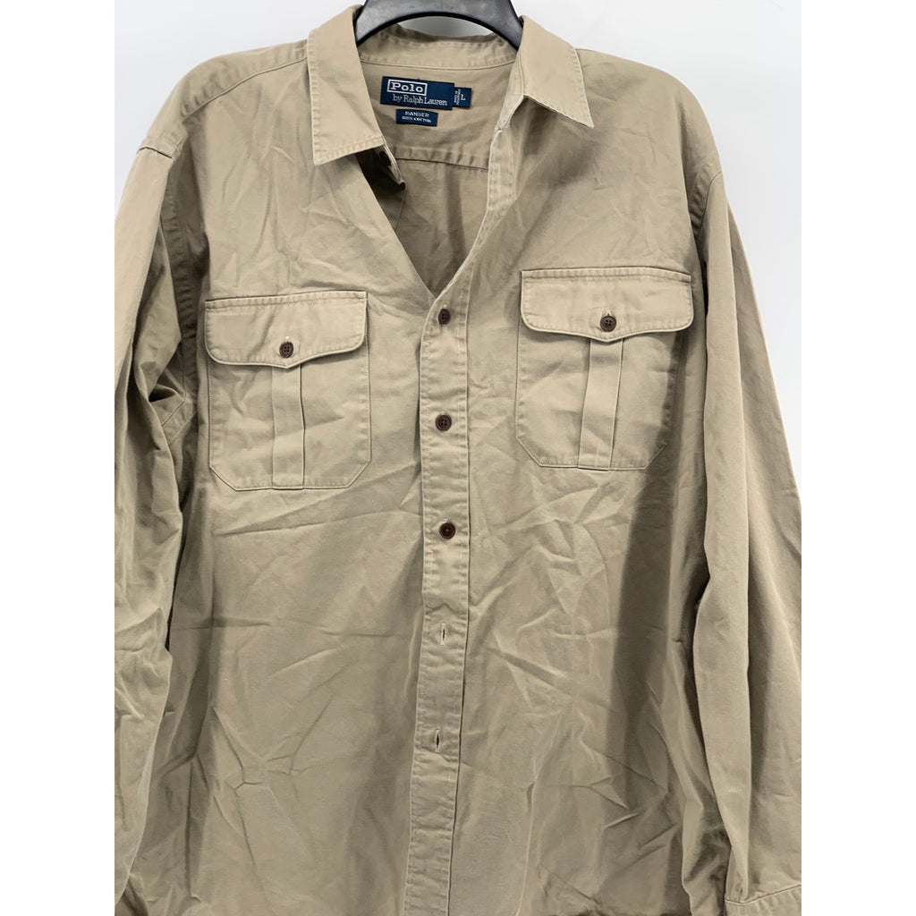 POLO By RALPH LAUREN Men's Tan Vintage Ranger Button-Up Long Sleeve Shirt SZ L