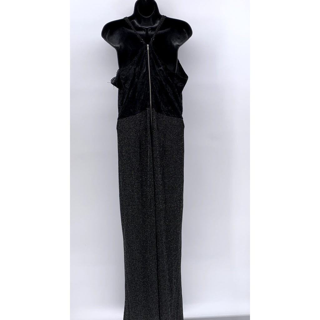 J For JUSTIFY Women's Black Metallic Cross-Back Lace Jumpsuit SZ XL