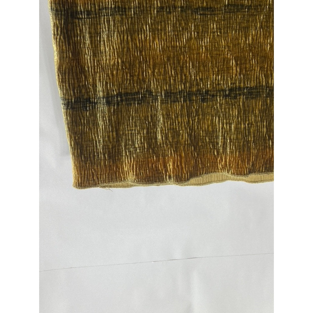 ZARA Women's Brown Printed Crinkle Velvet Mock-Neck Short Sleeve Top SZ S