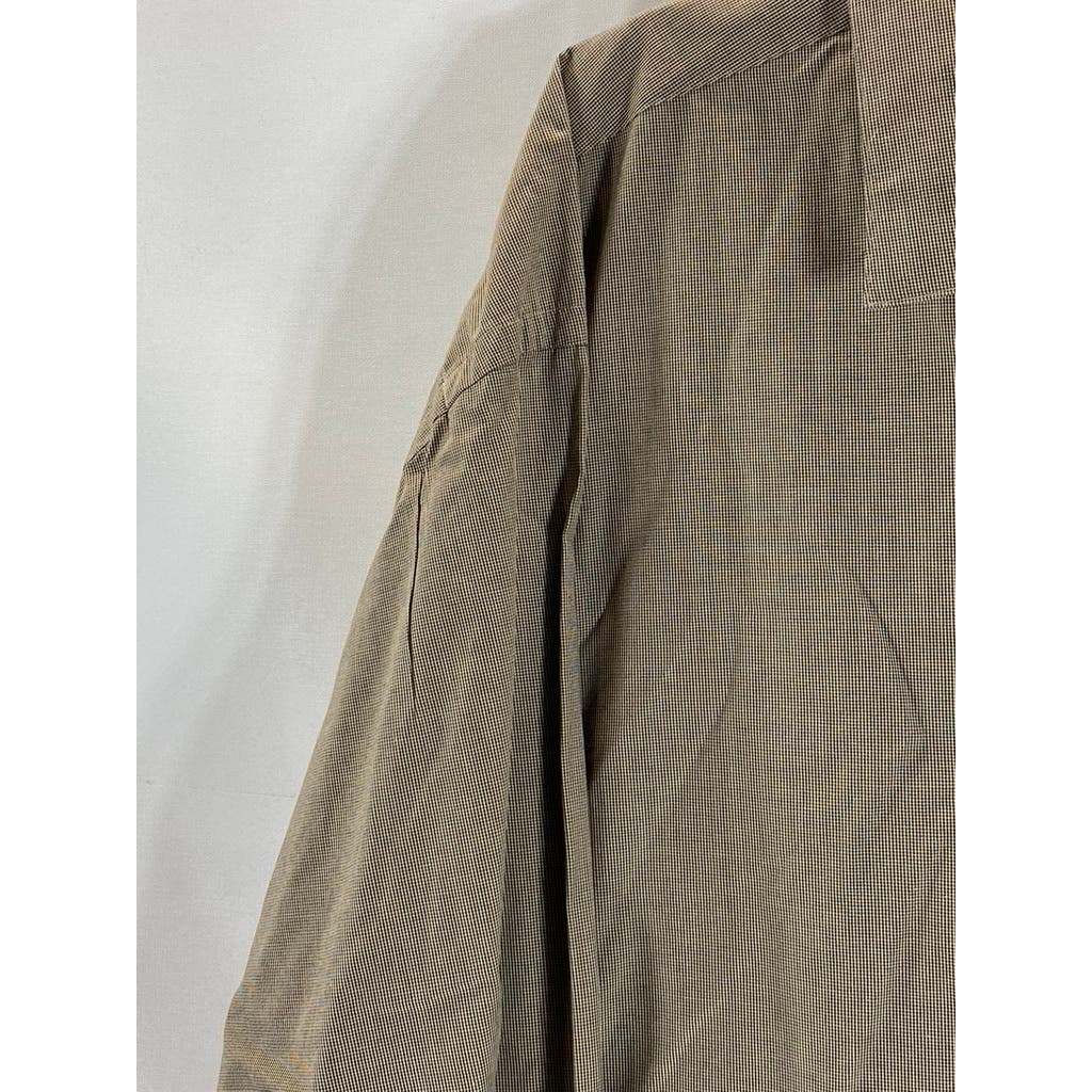 NORDSTROM Men's Brown Printed Relaxed Classic Button-Up Dress Shirt SZ 17.5/34