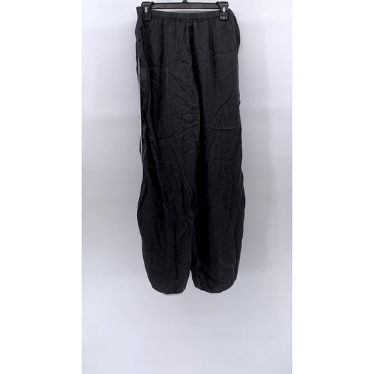 AERIE Women's Black-White Side Striped Relaxed-Fit Active Track Pants SZ M