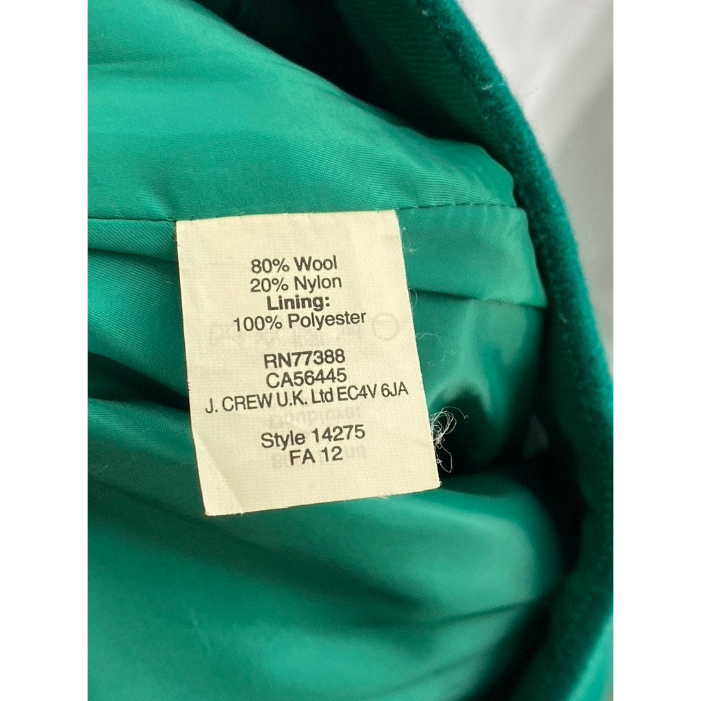 J.CREW Women's Green Wool-Blend Mini Pencil Skirt SZ 8