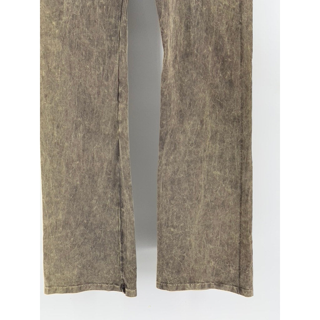 T-PARTY Women's Gray-Brown Tie-Dye Wide-Leg Fold Over Leggings SZ S
