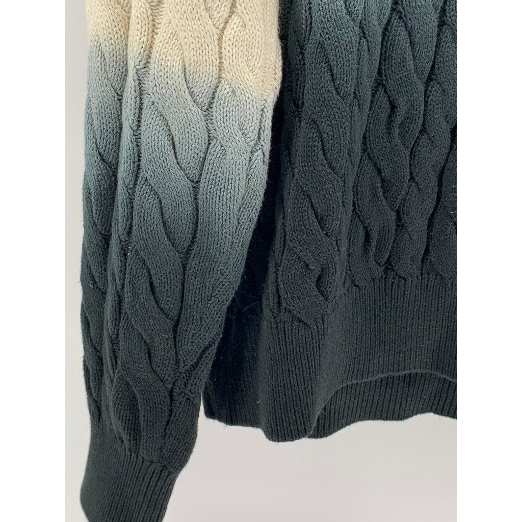 EXPRESS Men's Brown-Blue Dip Dye Cable Knit Sweater SZ M