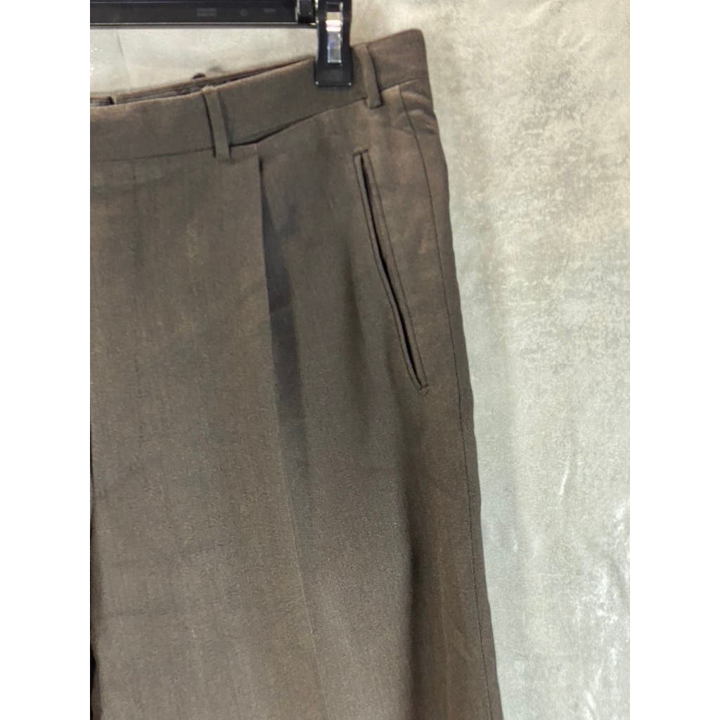 CORNELIANI Men's Brown Pleated Regular-Fit Wool Flat Front Dress Pants SZ 36R