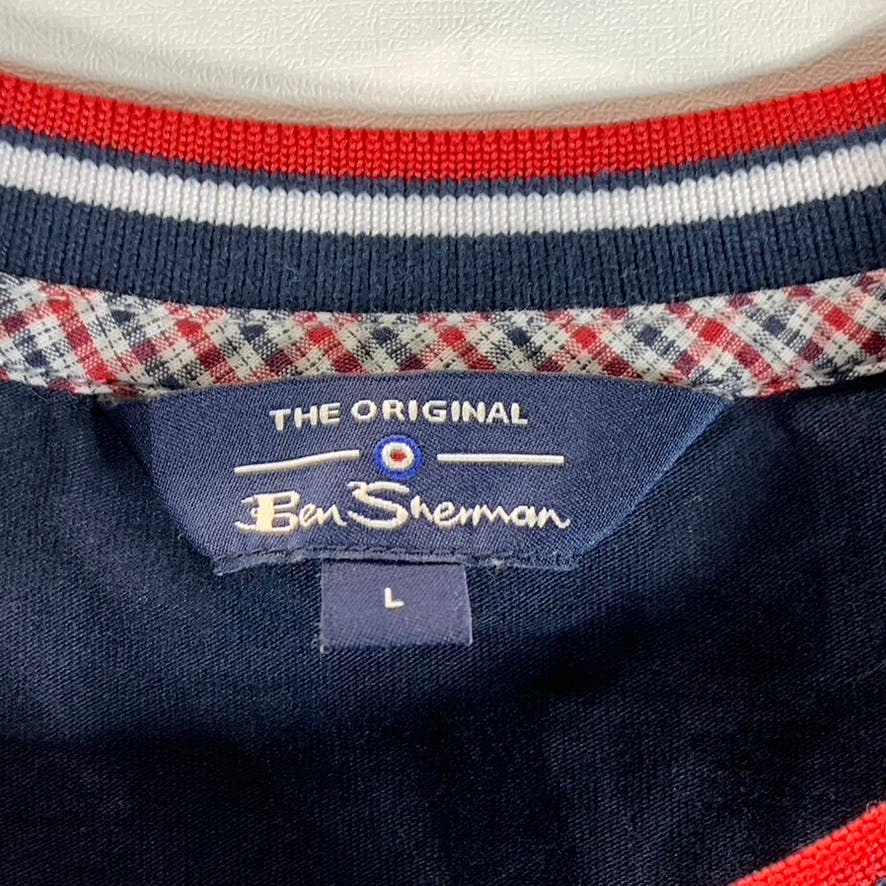 BEN SHERMAN Men's The Original Navy Striped Crewneck Short Sleeve T-Shirt SZ L