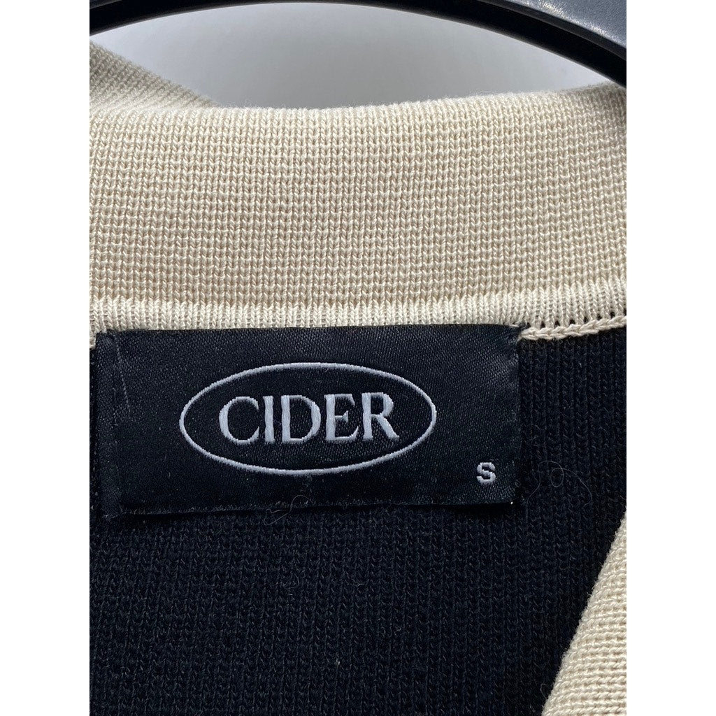 CIDER Women's Black-Beige Faux Pearl Button-Front Knit Mini Dress SZ S(US4)