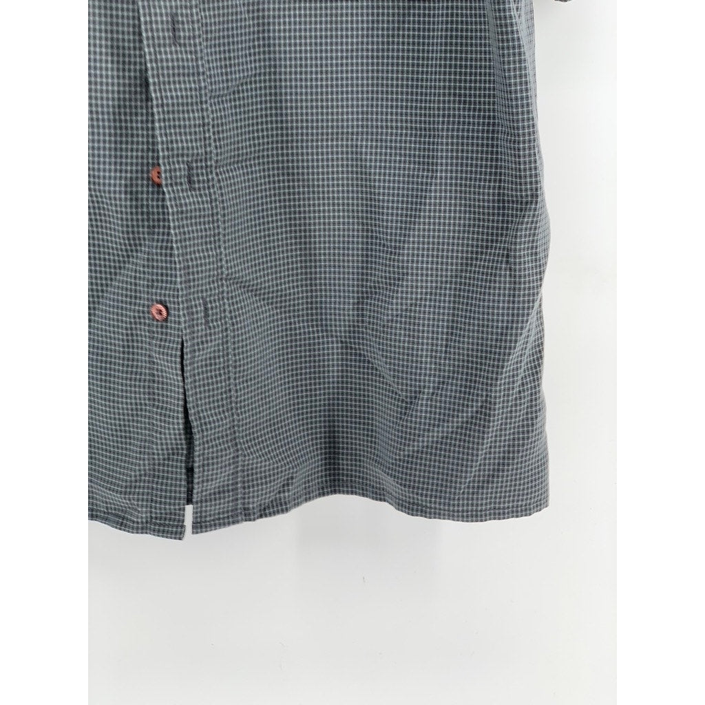 EIGHTY EIGHT USA Men's Gray Micro Grid Button-Up Short Sleeve Shirt SZ M