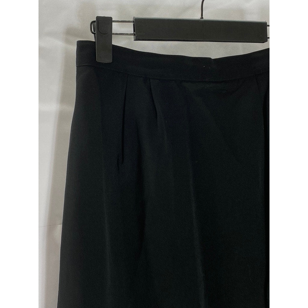 UNBRANDED Women's Black Solid Wool Straight Knee Length Skirt SZ 8