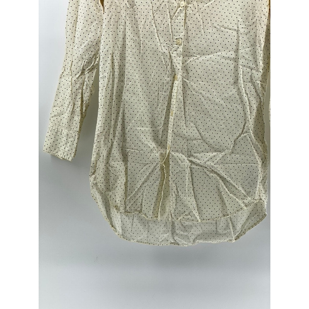 GAPBODY Women's Cream-Black Polka Dot Button-Up Oversized Long Sleeve Top SZ XS
