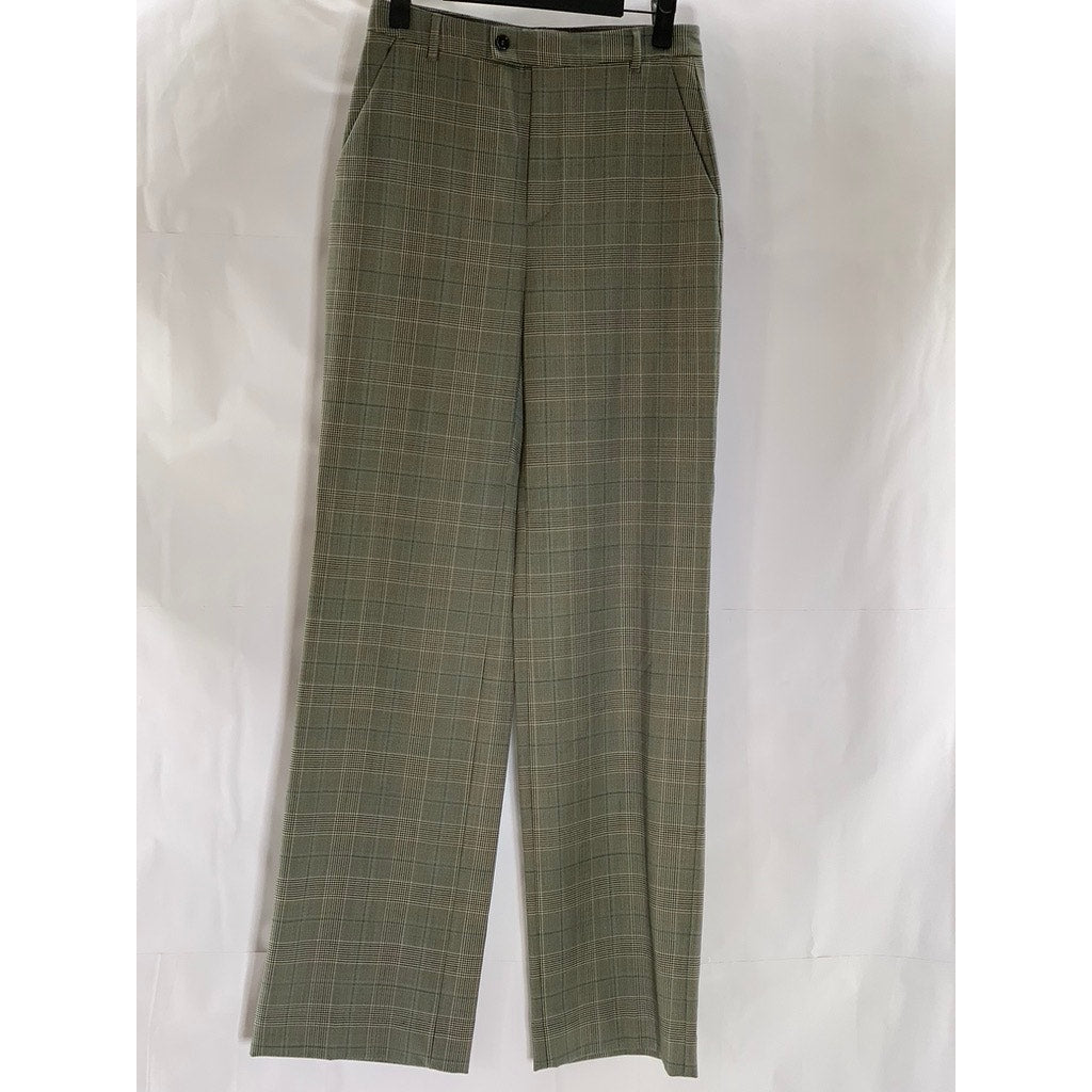 & OTHER STORIES Women's Tan-Gray Plaid Straight Wide-Leg Dress Pant SZ 34(US4)
